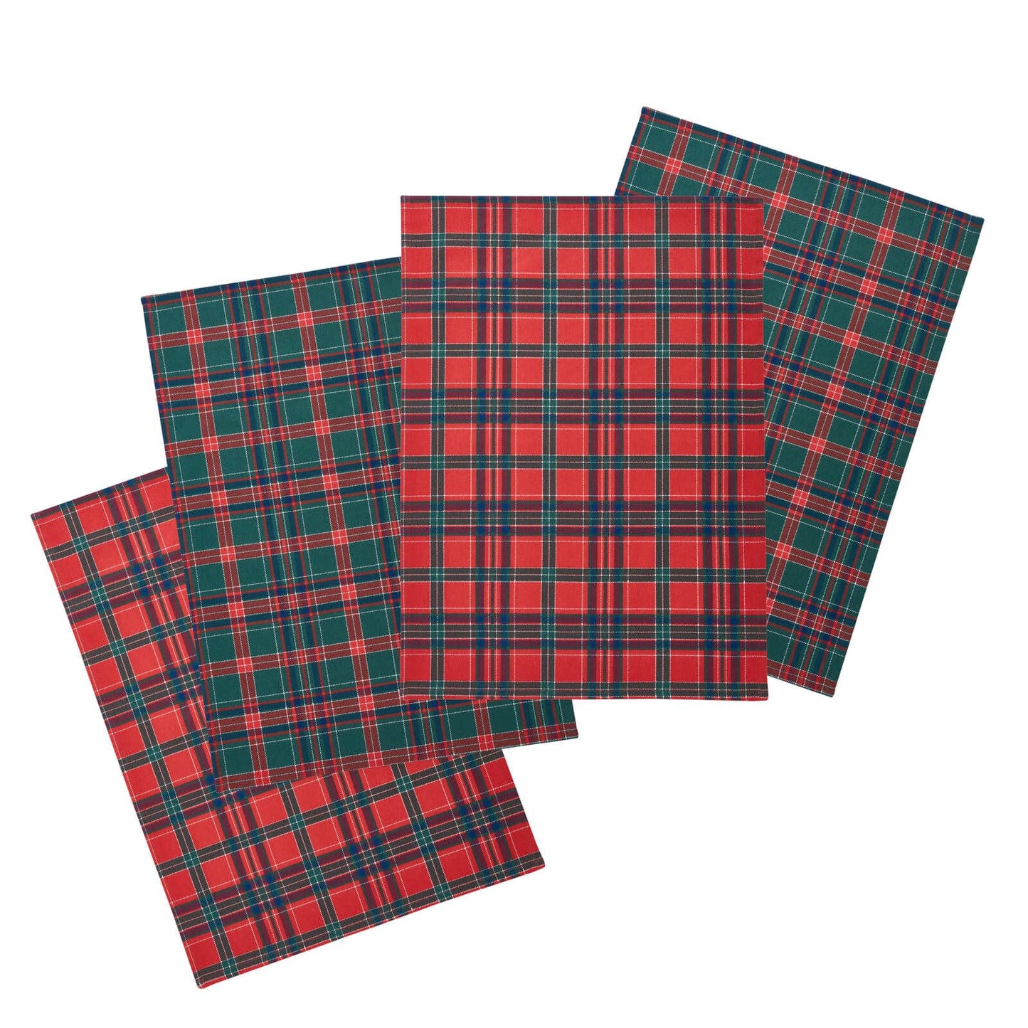 Catherine Lansfield Christmas Tartan Check Kitchen Tea Towel Pack of 4 Red / Green - 50x70cm