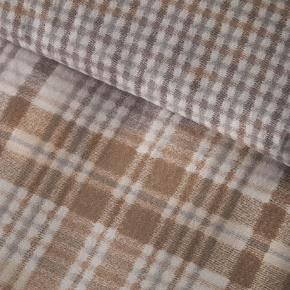 Catherine Lansfield Hamish Checked Cotton Bedding Duvet Cover Set Natural