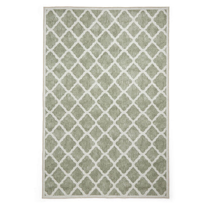 Coral H1063 Green Modern Washable Rug