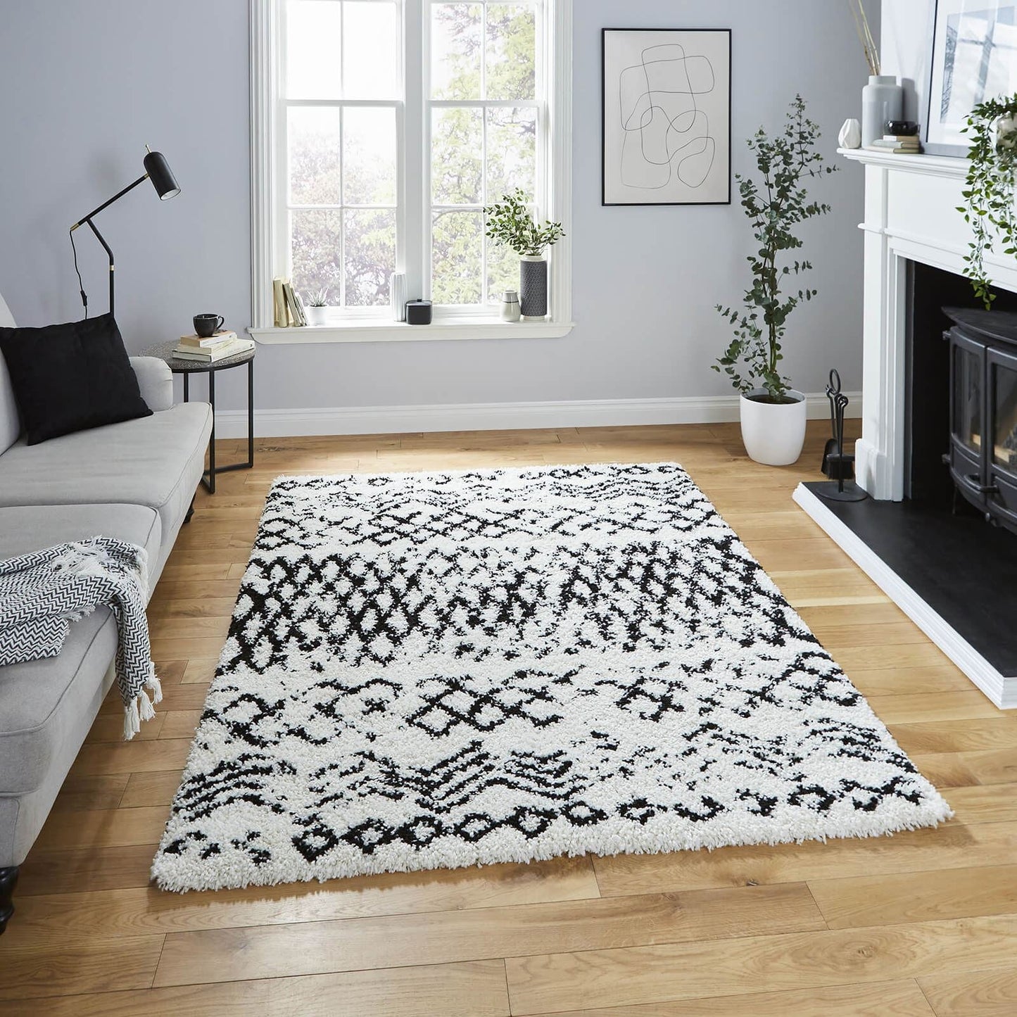 Scandi Berber G271 White/Black Modern Rug