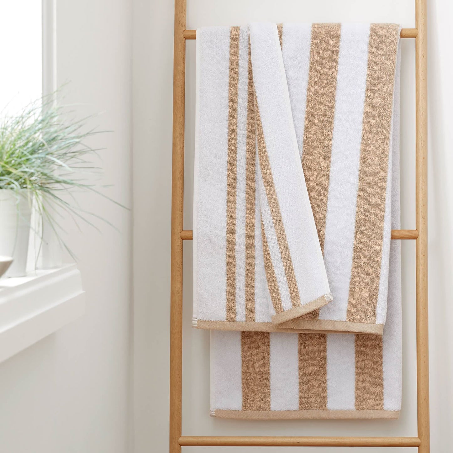 Reversible Stripe Jacquard Natural Hand Towel - 50x85 cm