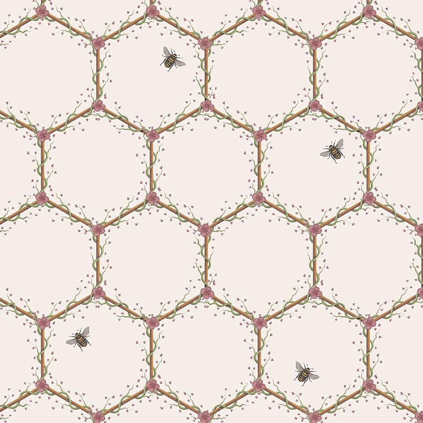 Honeycomb Printed Cream Wallpaper