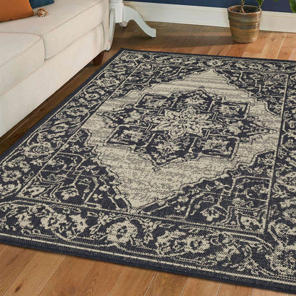 Flatweave Gel Medallion Navy Rug