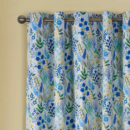 Tilly Floral Blue Curtains Two Panels - 66x90 Inch