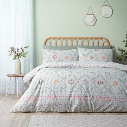 Catherine Lansfield Cameo Floral Soft Green Duvet Cover Set
