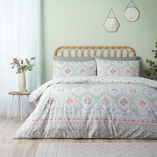 Catherine Lansfield Cameo Floral Soft Green Duvet Cover Set