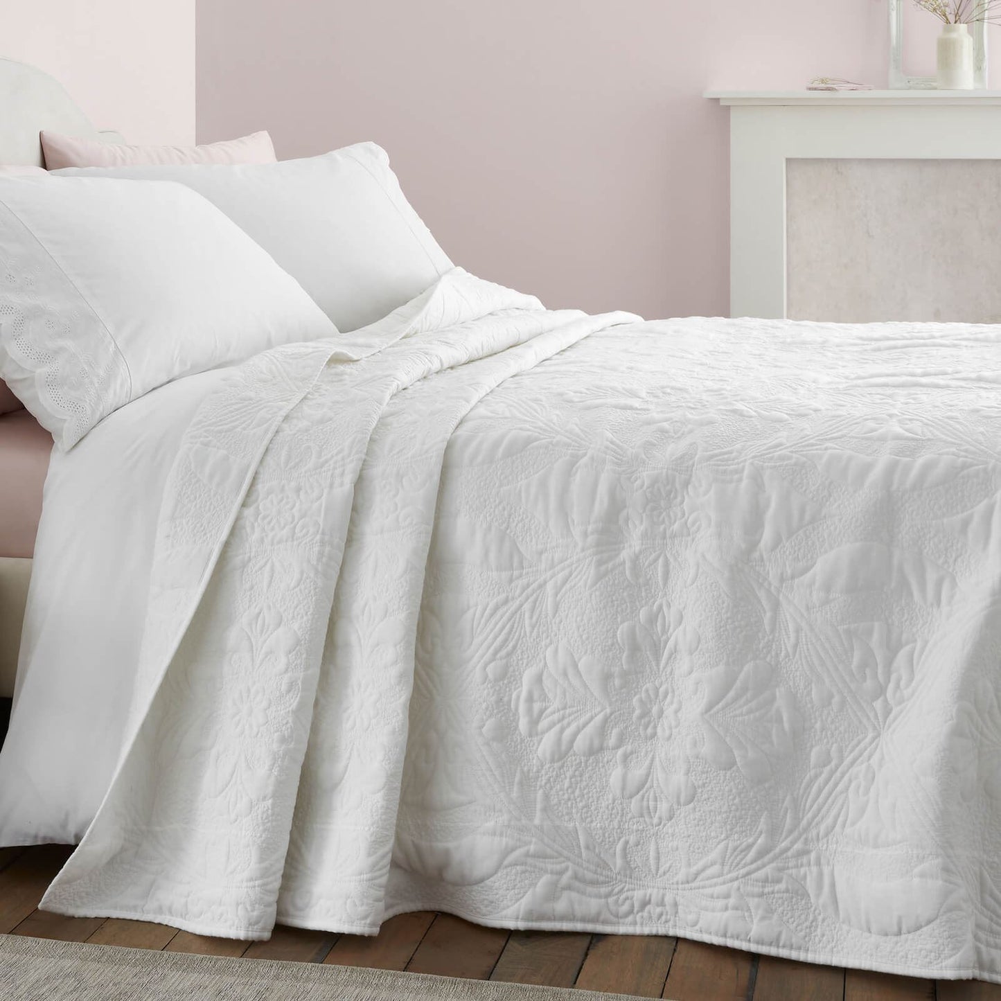 Bianca Fine Linens Marianne Matelasse Bedspread White - 240x260cm