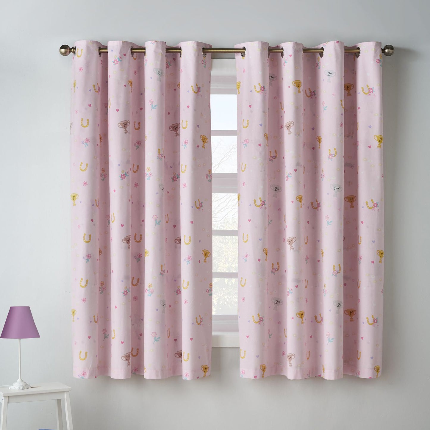 Catherine Lansfield Happy Horses Cream Curtains Two Panels - 66x72 Inch