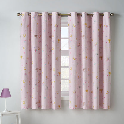 Catherine Lansfield Happy Horses Cream Curtains Two Panels - 66x72 Inch