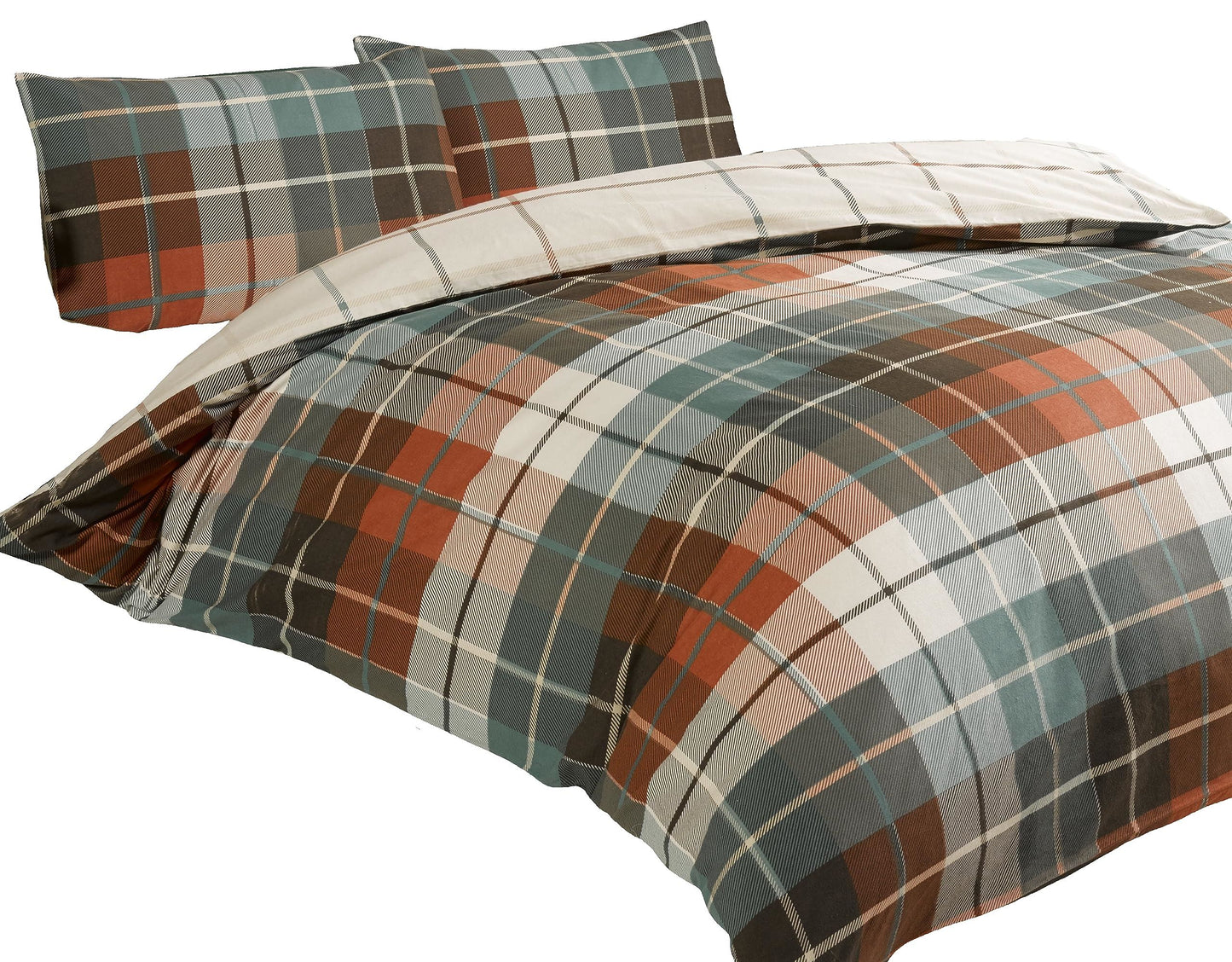 Lomond Check Flannellette Terracotta Duvet Set