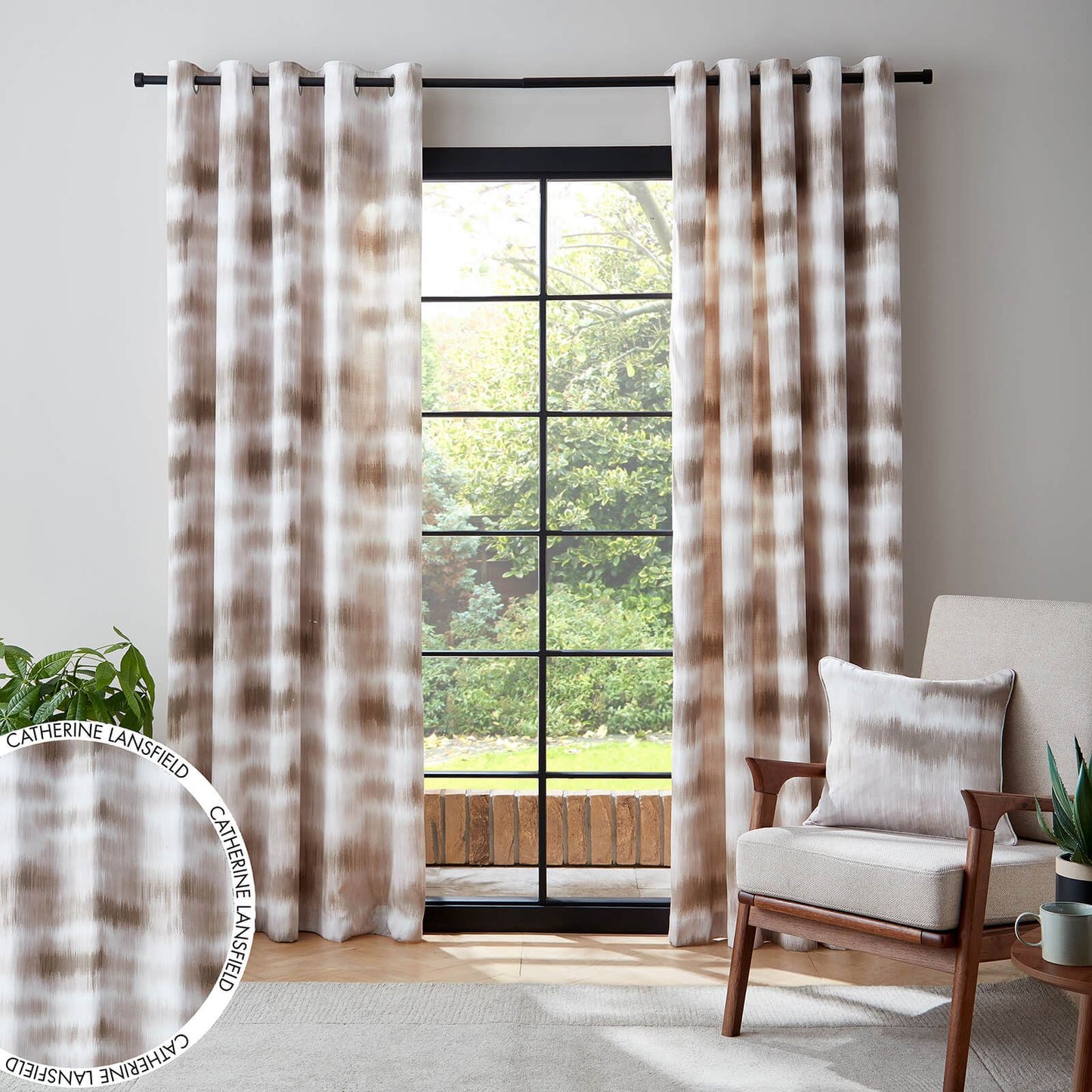 Ombre Texture Natural Curtains Two Panels