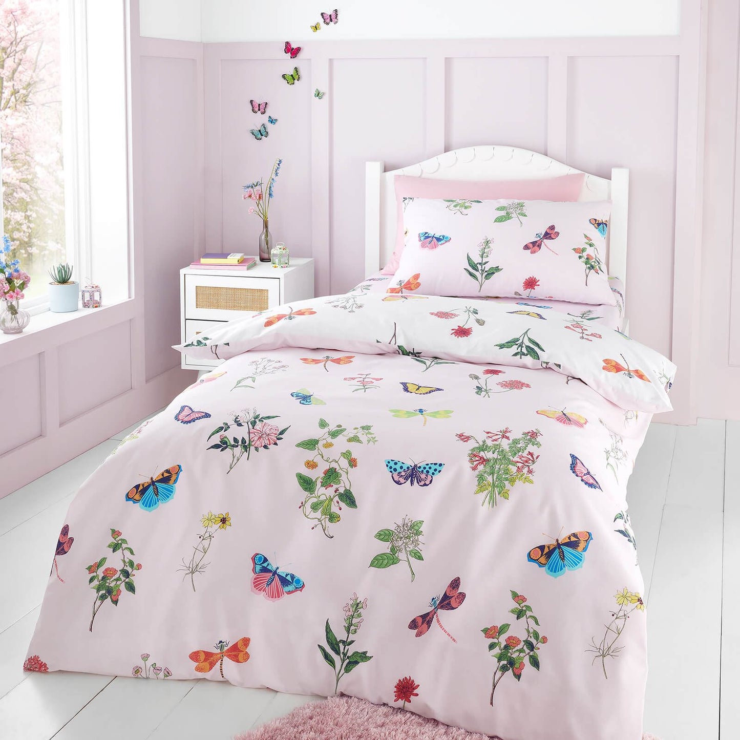 Butterfly Garden Pink Duvet Cover Set