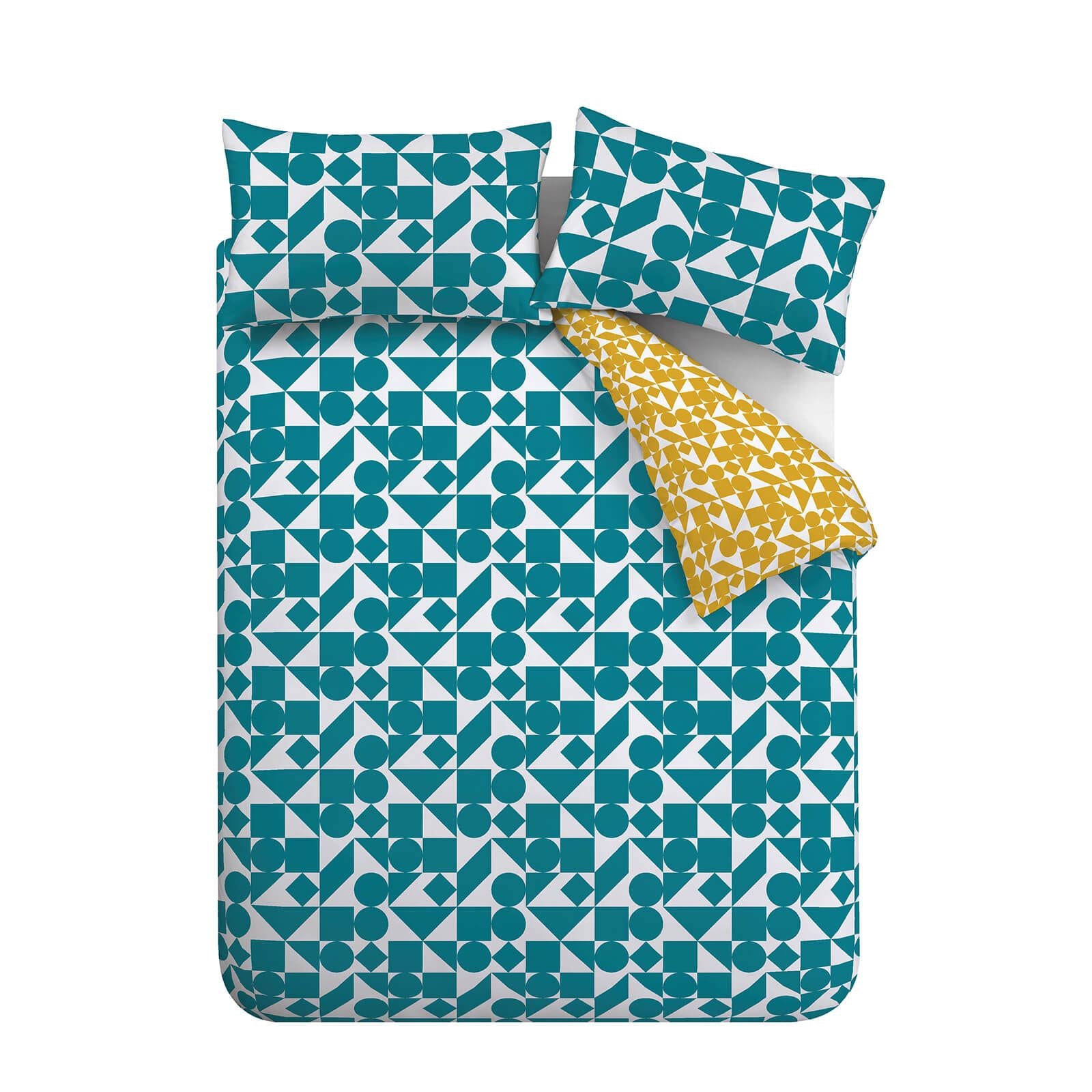 Simplicity Retro Geo Ochre/Teal Duvet Set