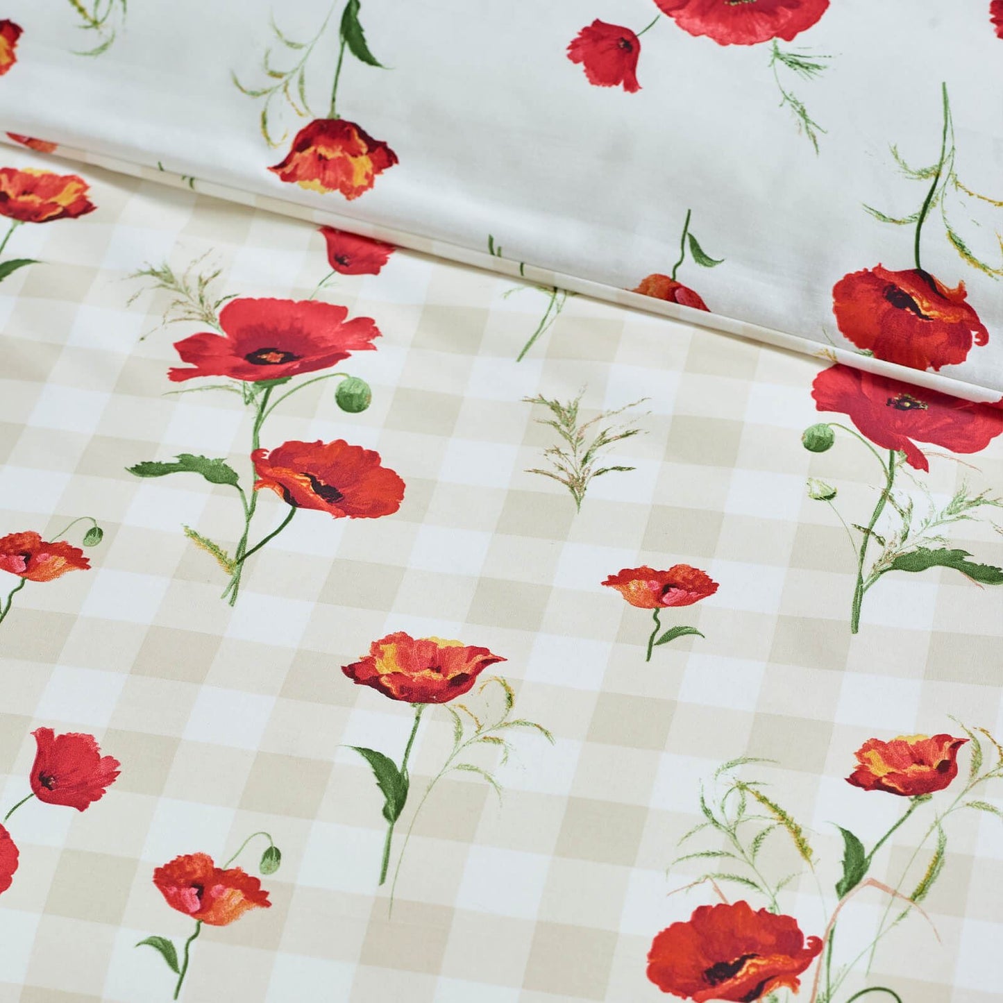 Catherine Lansfield Poppy Floral Reversible Bedding Duvet Cover Set Red