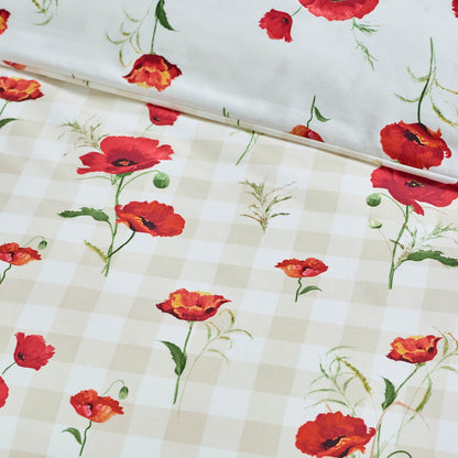 Catherine Lansfield Poppy Floral Reversible Bedding Duvet Cover Set Red