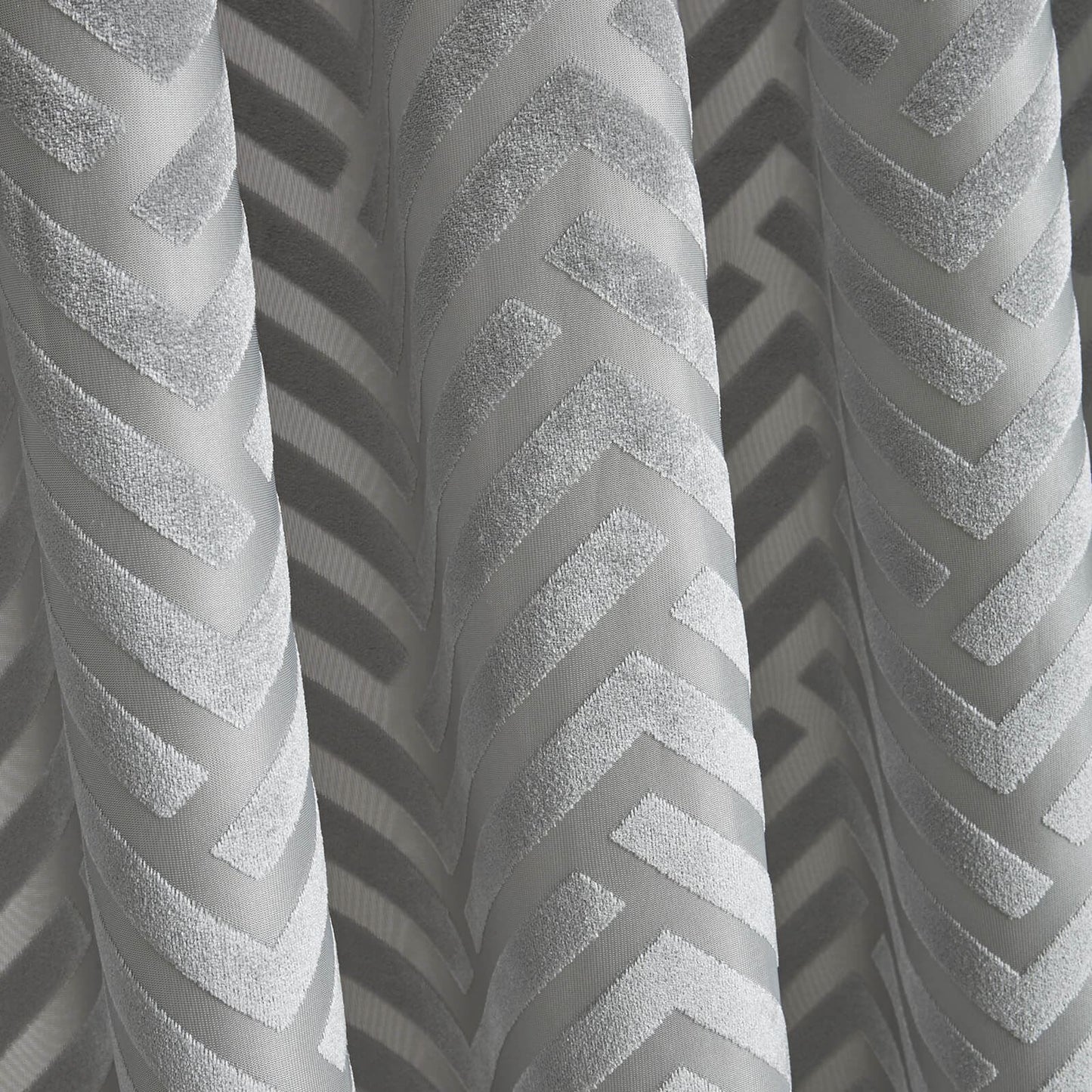 Faye Chevron Silver Eyelet Curtains