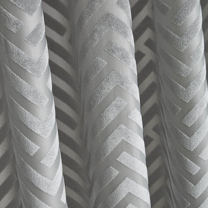 Faye Chevron Silver Eyelet Curtains