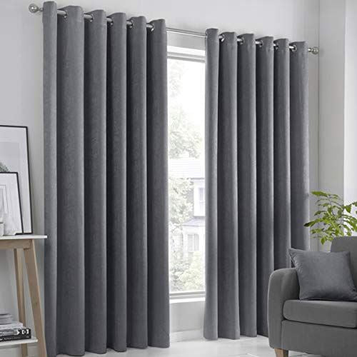 Strata Charcoal Eyelet Curtains