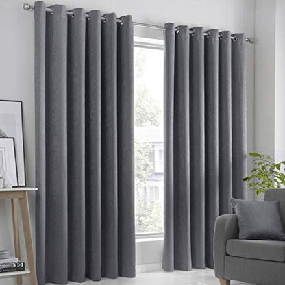 Strata Charcoal Eyelet Curtains