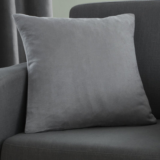 Faux Suede Grey Filled Cushion