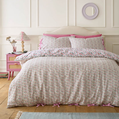 Cath Kidston Pearly Queen Ditsy Reversible Cotton Bedding Duvet Cover Set Pink