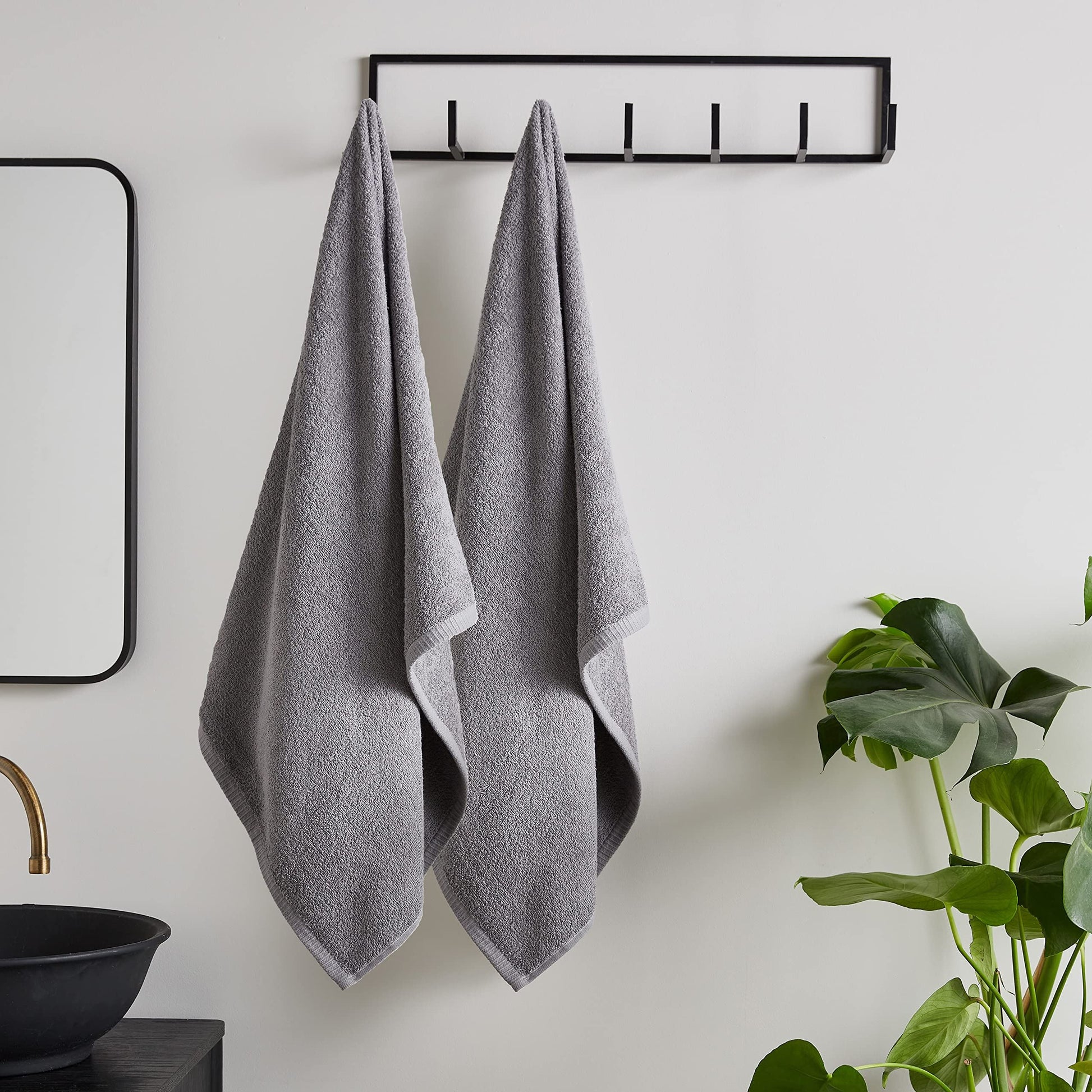 Quick Dry Grey Bath Sheet Pair