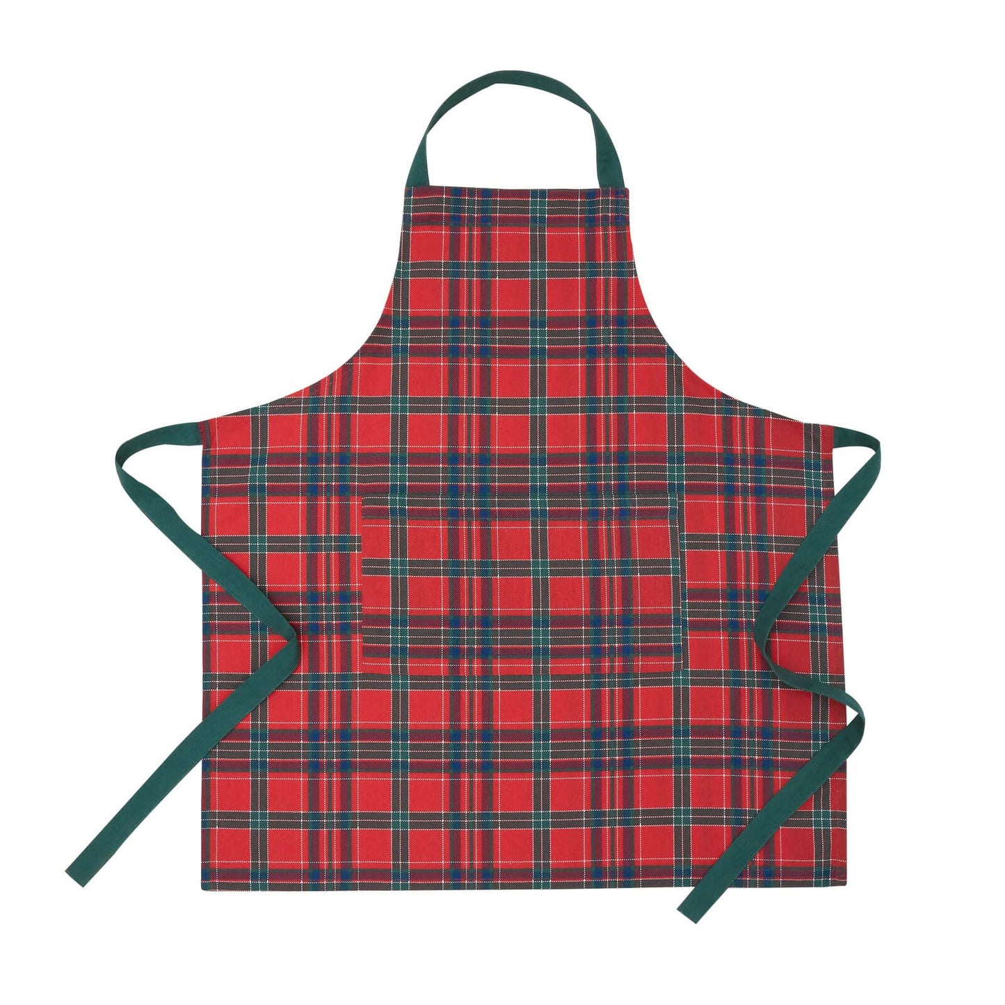 Catherine Lansfield Christmas Tartan Check Cotton Kitchen Adult Apron Red / Green - 70x80cm
