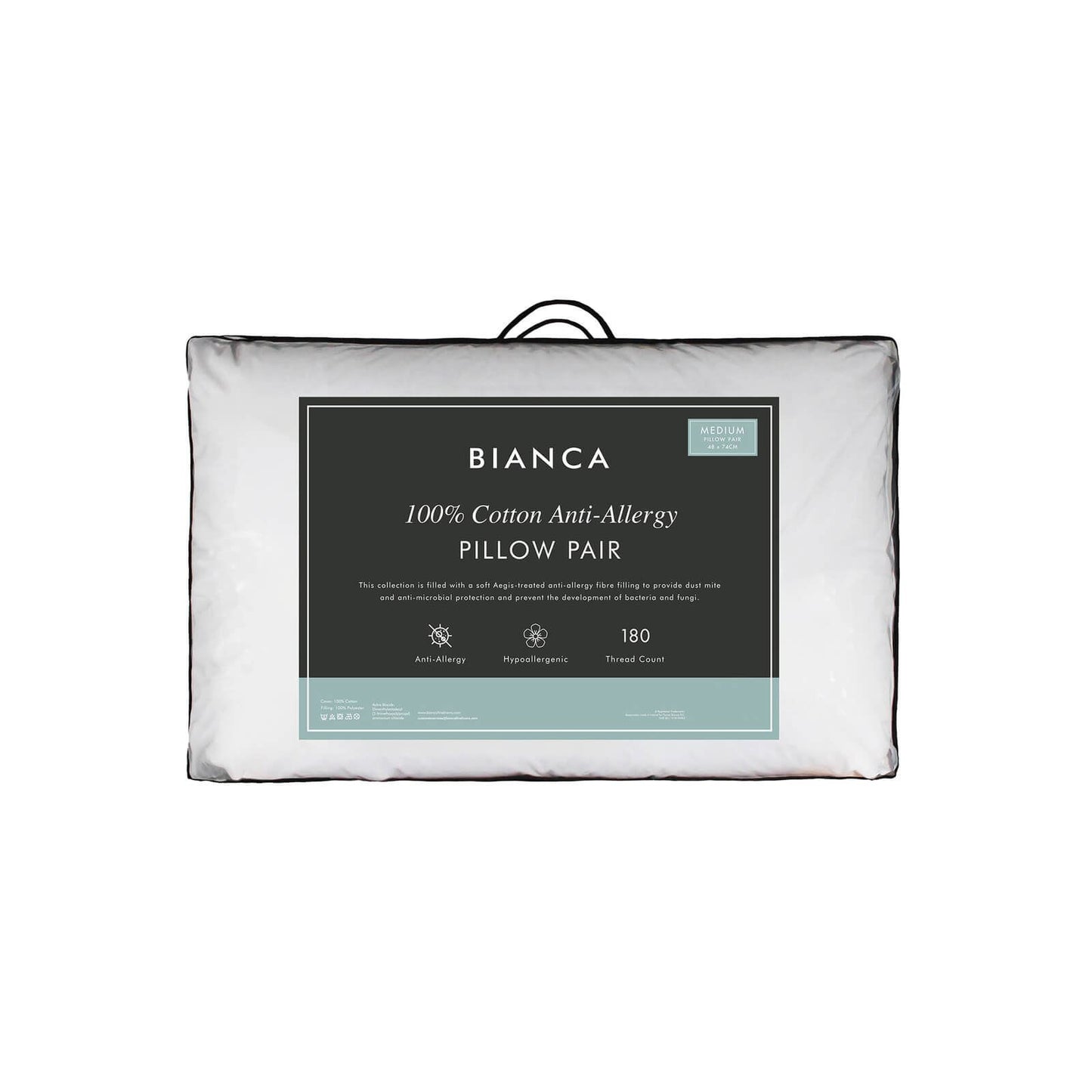 Bianca Fine Linens Anti Allergy Cotton Pillow Pair White