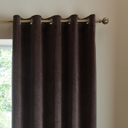 Catherine Lansfield Super Thermal Blackout Matt Velour Eyelet Door Panel Chocolate