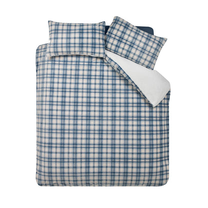 Catherine Lansfield Cosy Ribbed Bedding Duvet Cover Set Blue