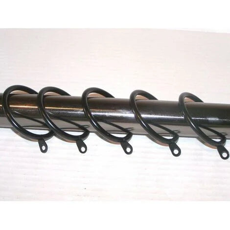 Satin Matt Black Metal Curtain Pole Rings