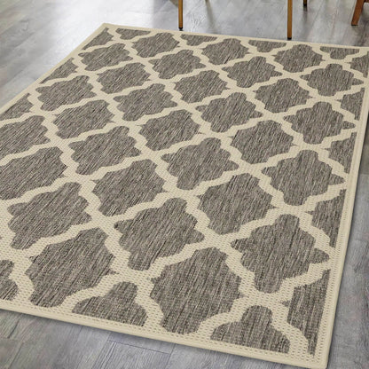 Flatweave Gel Trellis Steel Grey Rug