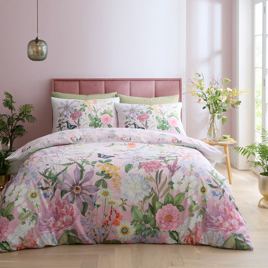 RHS x Catherine Lansfield Enchanted Butterfly Garden Pink Duvet Cover Set