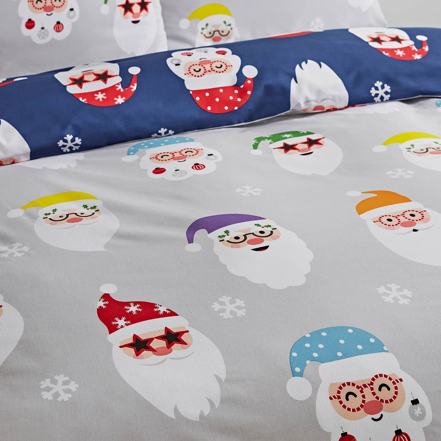 Christmas Santa Spec-Tacular Grey Duvet Cover Set