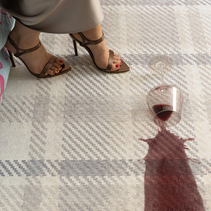 Hug Rug Eco-Washable Isla Plaid Natural Rug