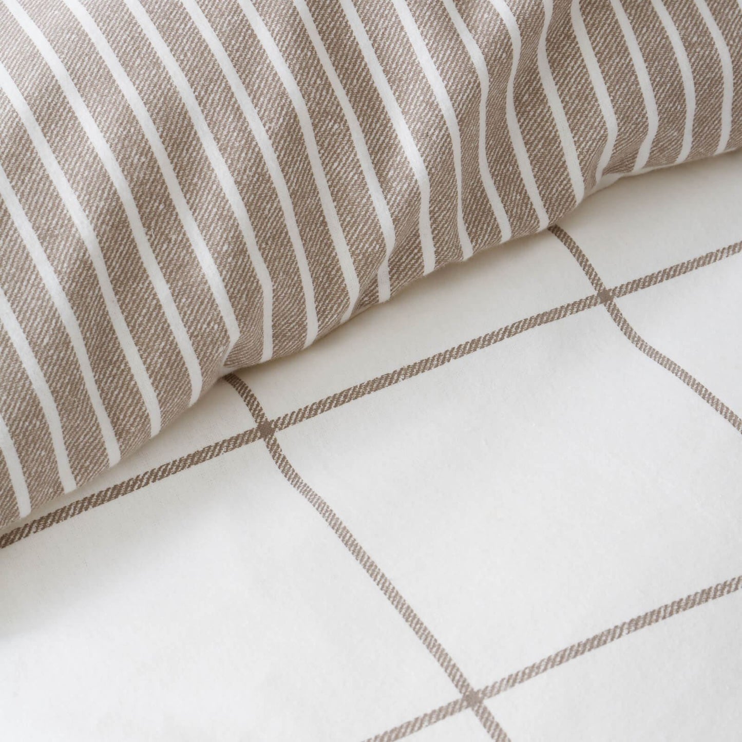 Bianca Fine Linens Regal Checked Reversible Cotton Bedding Duvet Cover Set Mole