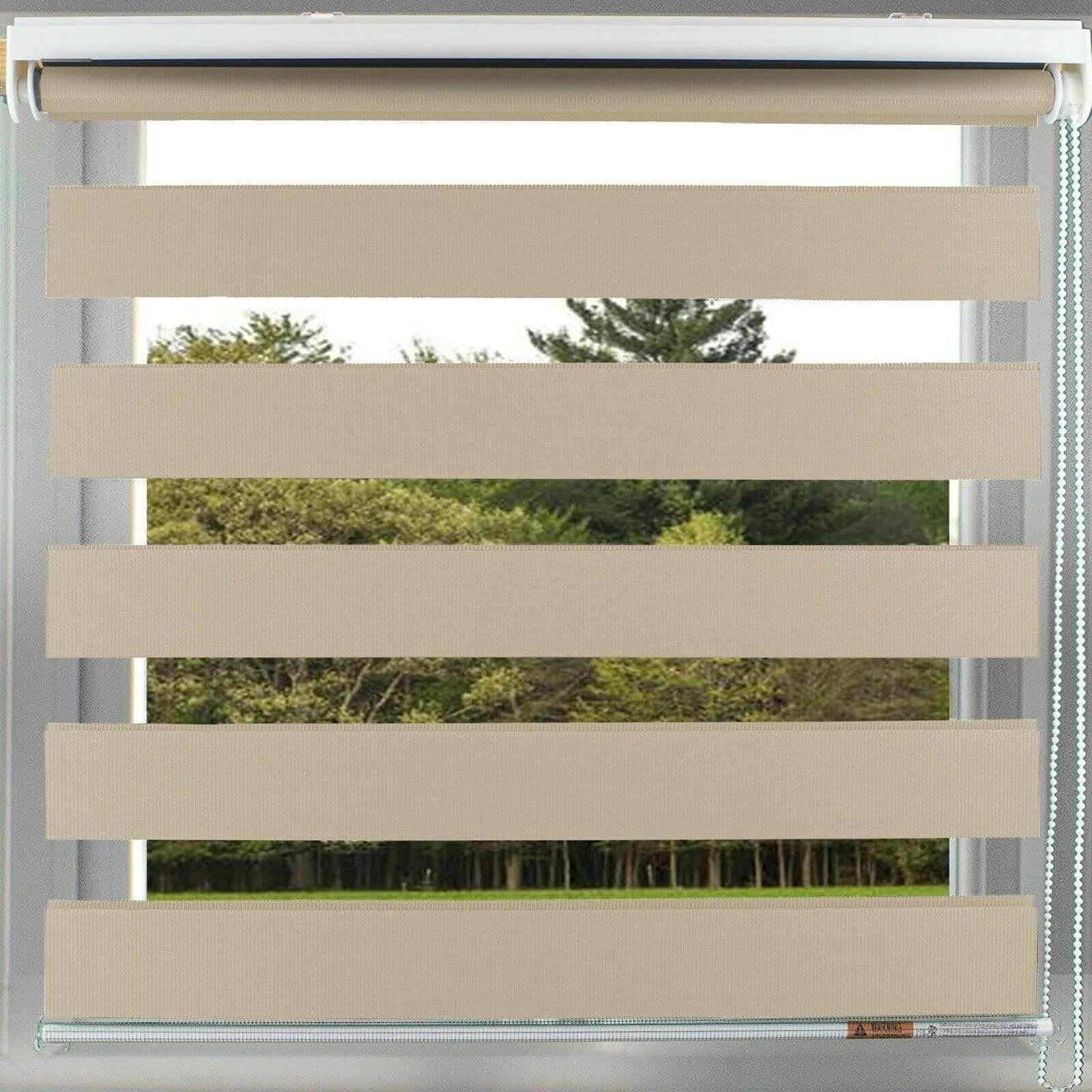 Zebra Day Night Linen Roller Blind