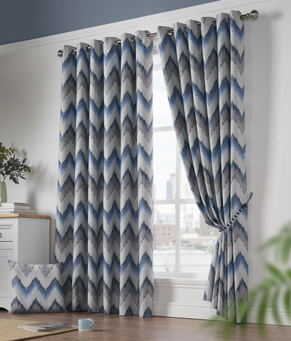 Oslo Blue Eyelet Curtains