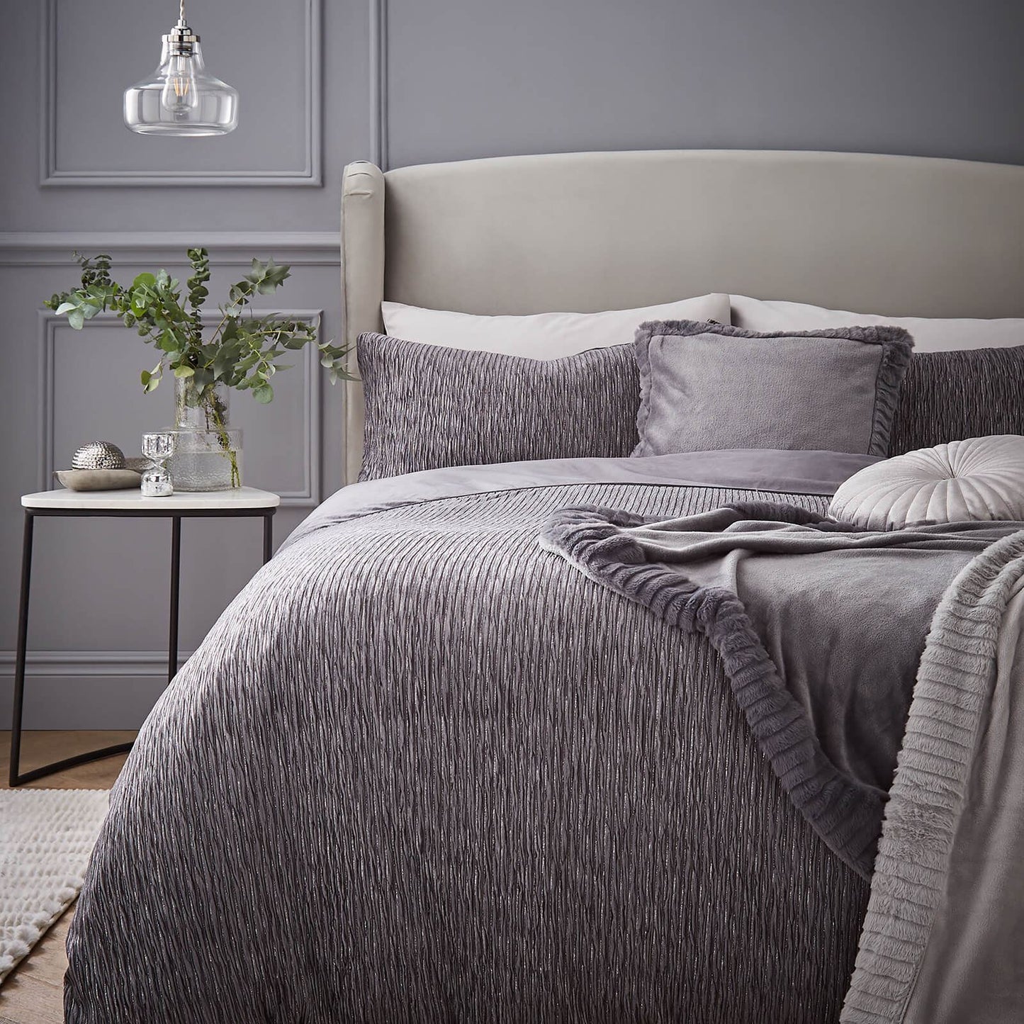 Allure Sparkle Grey Duvet Cover Set