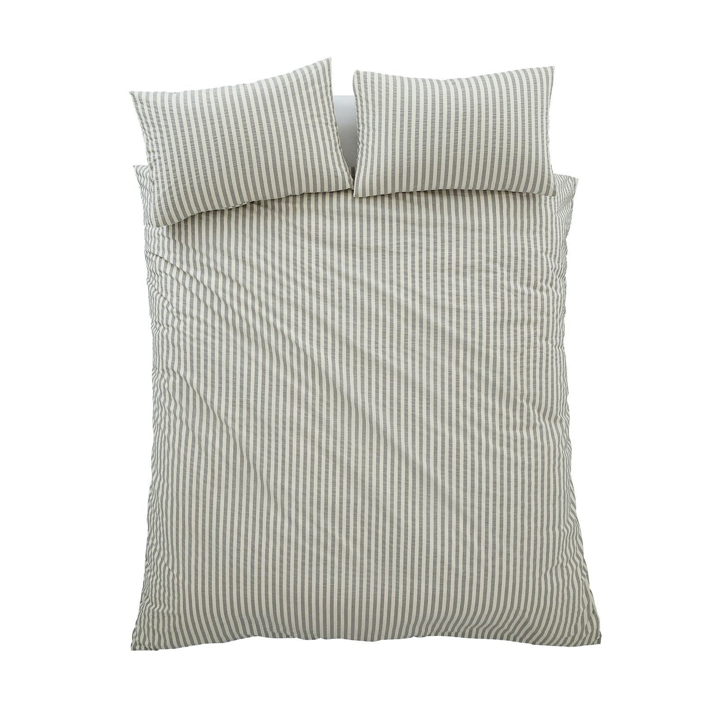 Pineapple Elephant Cotton Rich Woven Stripe Grey Duvet Cover Set