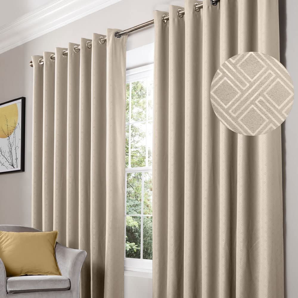 Diamond Cream Eyelet Curtains