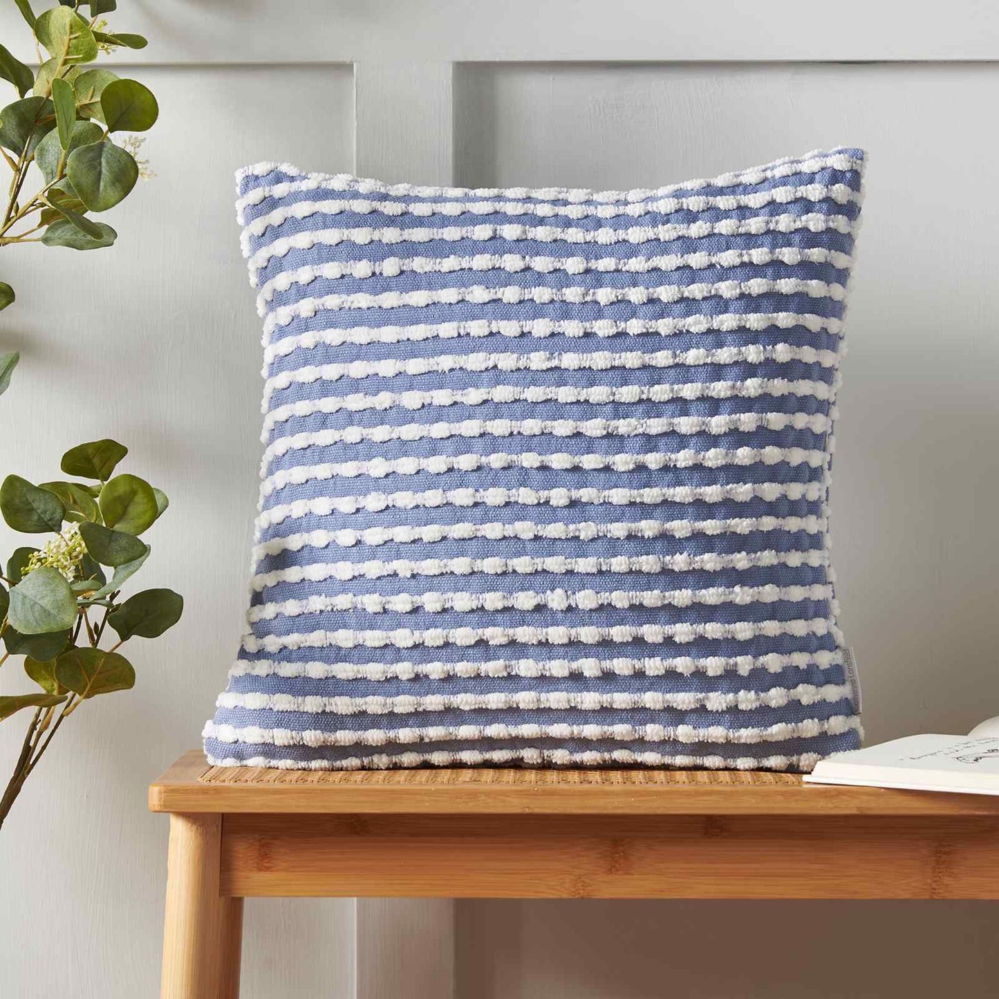 Stab Stitch Blue Cushion