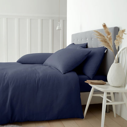 Brushed Cotton Navy Blue Duvet Set