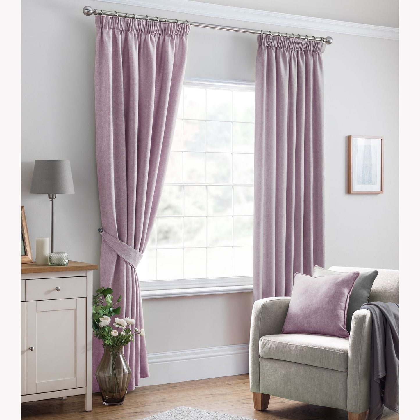 Versailles Heather Pencil Pleat Curtains