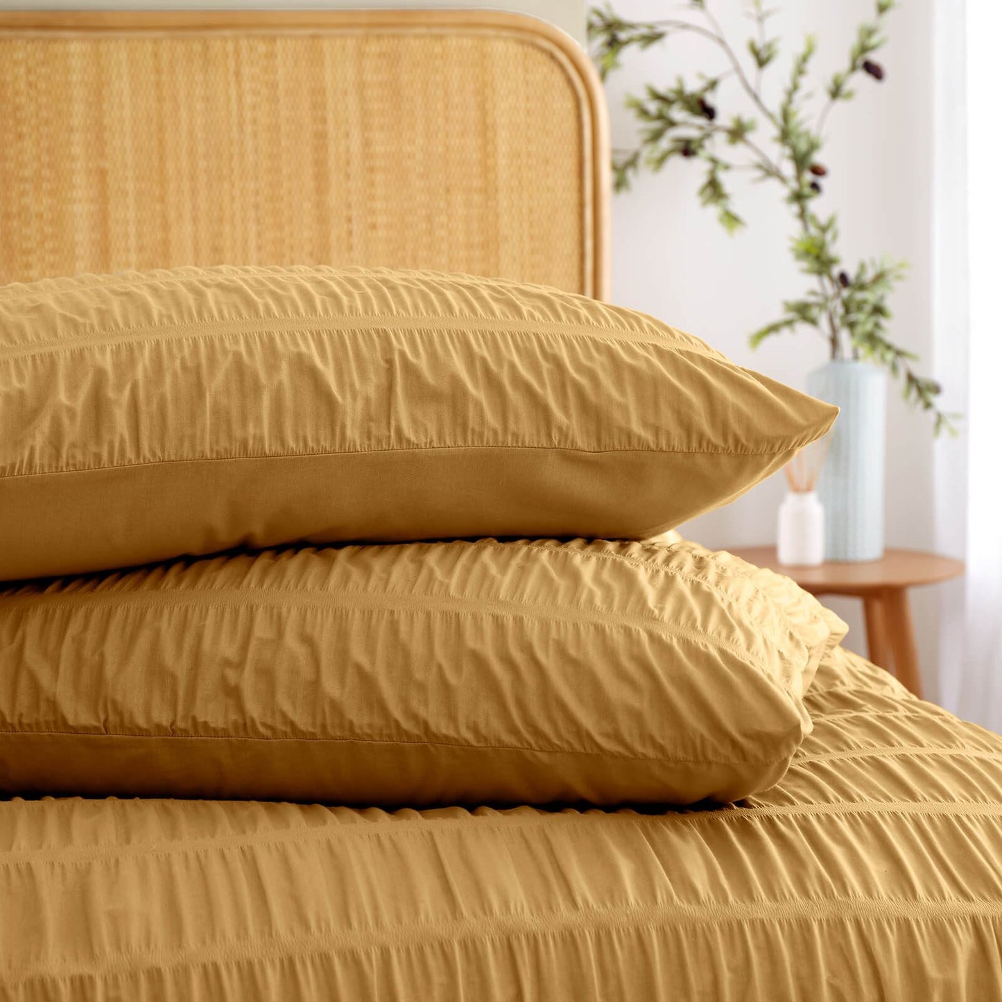 Seersucker Caramel Duvet Cover Set