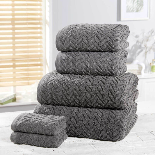 Herringbone Charcoal Bath Towel