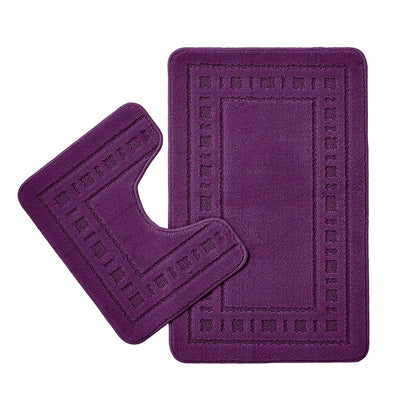 Armoni Bath Mat and Pedestal Mat Set Plum