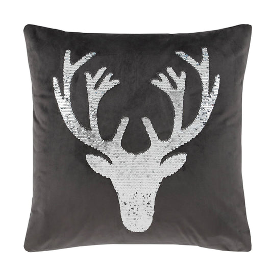 Sequin Stag Grey Cushion Cover