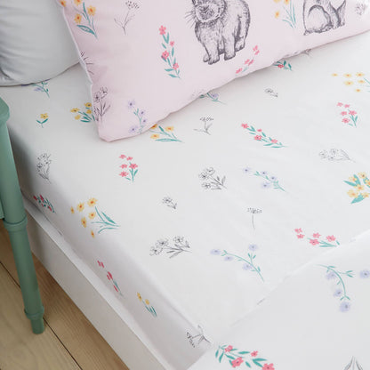 Bunny Tails Ditsy Flowers Pink Duvet Cover Set