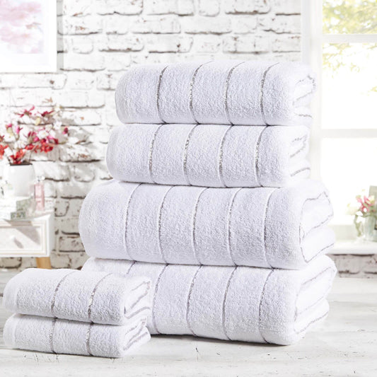 Sandringham White/Silver Bath Sheet